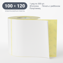 Термотрансферная этикетка 100х120 (рядов 1 по 300 шт) Полуглянец в рулоне, втулка 40 мм (к) IQ code