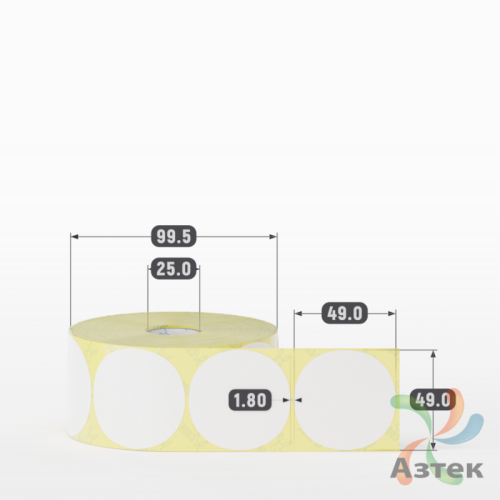 Термоэтикетка ЭКО круглая 49 мм (рядов 1 по 1 000 шт)  в рулоне, втулка 25 мм (к) IQ code