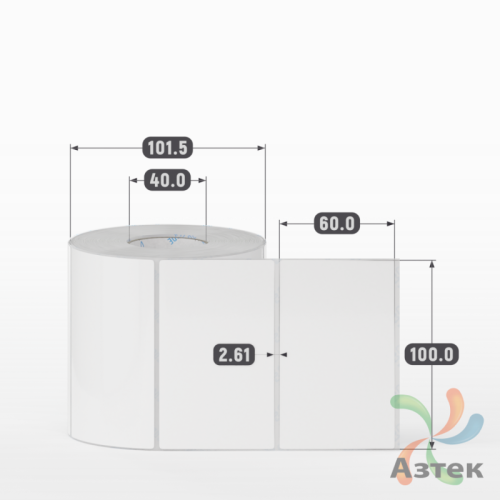 Этикетка самоклеящаяся 100х60 (рядов 1 по 800 шт) Полипропилен белый в рулоне, втулка 40 мм (к) IQ code 	