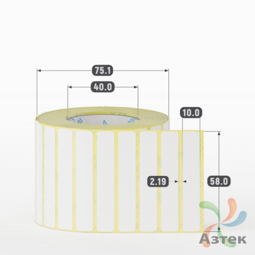 Термоэтикетка ТОП 58х10 (рядов 1 по 2 000 шт)  в рулоне, втулка 40 мм (к) IQ code