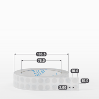 Этикетка самоклеящаяся круглая 10 мм (рядов 2 по 2 500 шт) Прозрачный полипропилен в рулоне, втулка 76 мм (к) IQ code