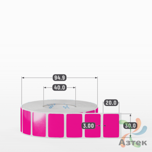 Этикетка 30х20 цветная Полипропилен (рядов 1 по 2000 шт), втулка 40 мм (к) цвет -  Pantone 806 C  