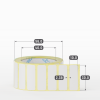 Этикетка самоклеящаяся 30х10 (рядов 1 по 1 000 шт) PVC WHITE (Eggshell fragile) белая в рулоне, втулка 40 мм (к) IQ code