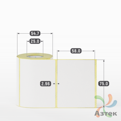 Термоэтикетка ТОП 75х58 (рядов 1 по 200 шт)  в рулоне, втулка 25 мм (к) IQ code