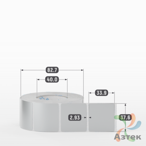 Этикетка самоклеящаяся 37,6х33,9 (рядов 1 по 1 000 шт) PET Matt Silver Фигурная в рулоне, втулка 40 мм (к) IQ code