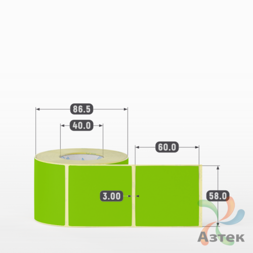 Термоэтикетка 58х60 Termo TOP цветная (рядов 1 по 500 шт), втулка 40 мм (к) цвет -  Pantone 375 U