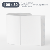 Этикетка самоклеящаяся 100х80 (рядов 1 по 500 шт) Transfer Vellum в рулоне, втулка 25 мм (к) IQ code