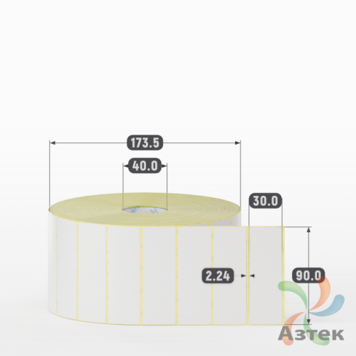 Термотрансферная этикетка 90х30 (рядов 1 по 5 000 шт) Полуглянец в рулоне, втулка 40 мм (к) IQ code