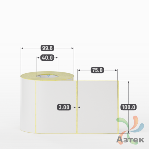 Термотрансферная этикетка 100х75 (рядов 1 по 600 шт) Полуглянец в рулоне, втулка 40 мм (к) IQ code