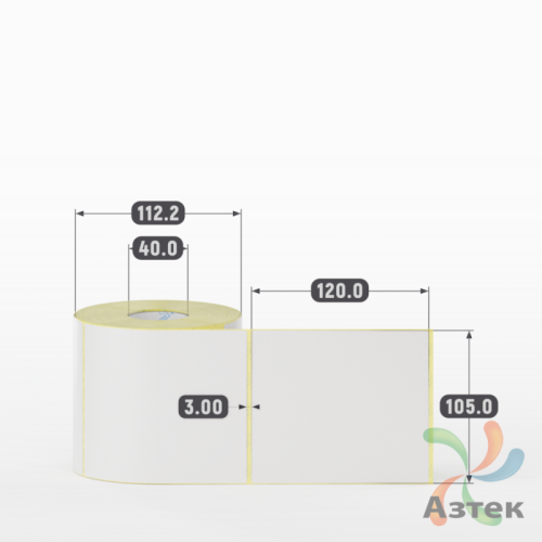 Термотрансферная этикетка 105х120 (рядов 1 по 500 шт) Полуглянец в рулоне, втулка 40 мм (к) IQ code