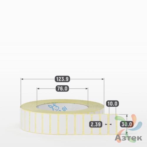 Термотрансферная этикетка 30х10 (рядов 1 по 5 000 шт) Полуглянец в рулоне, втулка 76 мм (к) IQ code