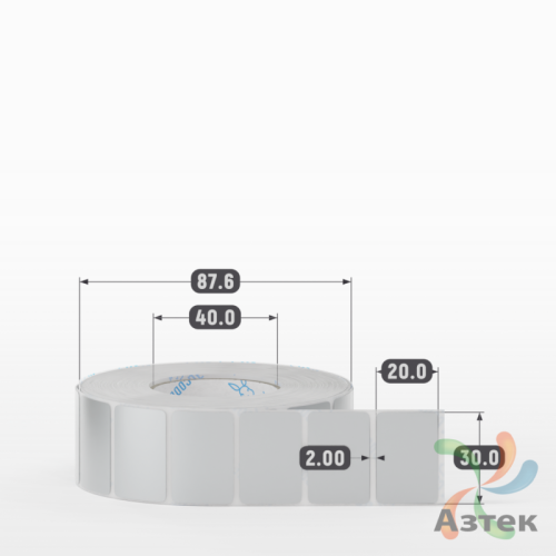 Этикетка самоклеящаяся 30х20 (рядов 1 по 2 000 шт) PET Matt Silver в рулоне, втулка 40 мм (к) IQ code