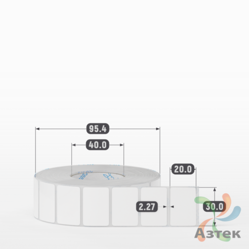 Этикетка самоклеящаяся 30х20 (рядов 1 по 2 000 шт) Полипропилен съемный клей в рулоне, втулка 40 мм (к) IQ code