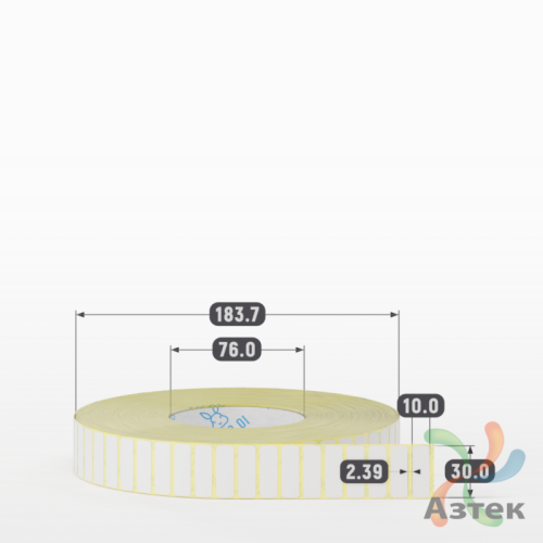 Термотрансферная этикетка 30х10 (рядов 1 по 15 000 шт) Полуглянец в рулоне, втулка 76 мм (к) IQ code