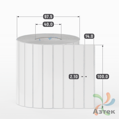 Этикетка самоклеящаяся 100х14 (рядов 1 по 3 000 шт) Полипропилен белый в рулоне, втулка 40 мм (к) IQ code 	