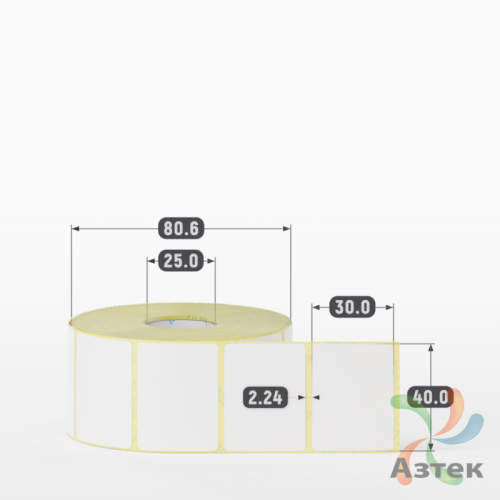 Термоэтикетка ЭКО 40х30 (рядов 1 по 1 000 шт)  в рулоне, втулка 25 мм (к) IQ code
