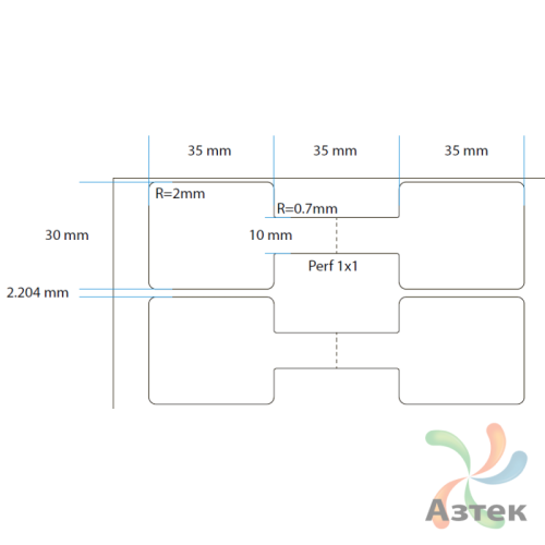 Этикетка для кабеля и провода (флажок) 105х30 (рядов 1 по 500 шт) Полипропилен белый гантеля в рулоне, втулка 40 мм (к) IQ code
