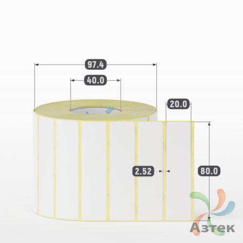 Термоэтикетка ТОП 80х20 (рядов 1 по 2 000 шт)  в рулоне, втулка 40 мм (к) IQ code