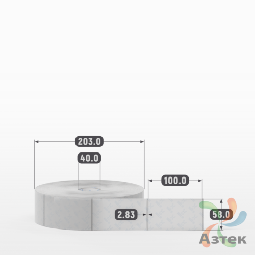 Этикетка самоклеящаяся с печатью 58х100 (рядов 1 по 2 200 шт) Прозрачный полипропилен в рулоне, втулка 40 мм (к) IQ code + Черная метка