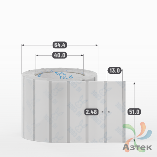 Этикетка самоклеящаяся с печатью 51х13 (рядов 1 по 1 000 шт) Прозрачный полипропилен в рулоне, втулка 40 мм (к) IQ code + Черная метка