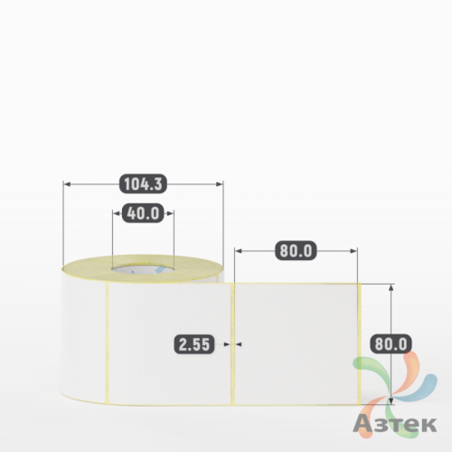 Термоэтикетка ТОП 80х80 (рядов 1 по 600 шт)  в рулоне, втулка 40 мм (к) IQ code