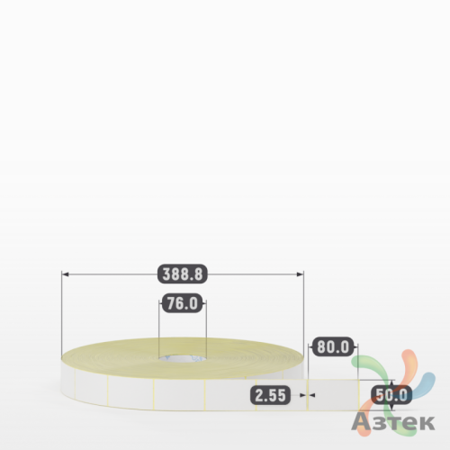 Термотрансферная этикетка 50х80 (рядов 1 по 10 000 шт) Полуглянец в рулоне, втулка 76 мм (к) IQ code