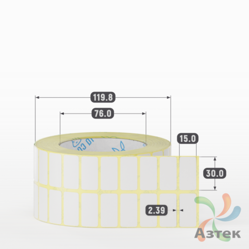Этикетка самоклеящаяся 30х15 (рядов 2 по 4 000 шт) PVC WHITE (Eggshell fragile) в рулоне, втулка 76 мм (к) IQ code