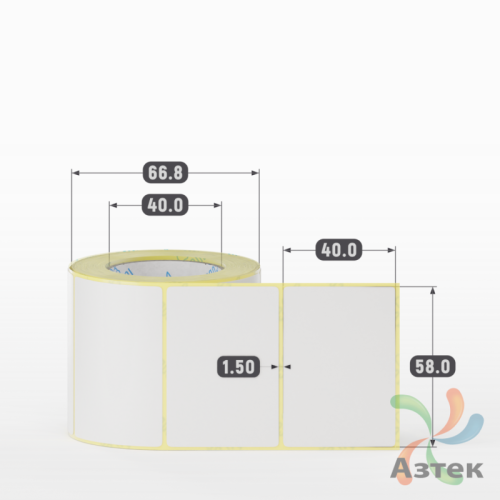 Этикетка самоклеящаяся 58х40 (рядов 1 по 500 шт) PVC WHITE (Eggshell fragile) белая в рулоне, втулка 40 мм (к) IQ code