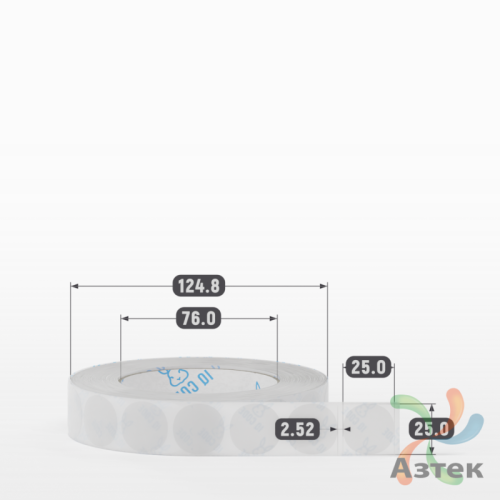 Этикетка самоклеящаяся круглая 25 мм (рядов 1 по 2 000 шт) Прозрачный полипропилен в рулоне, втулка 76 мм (к) IQ code