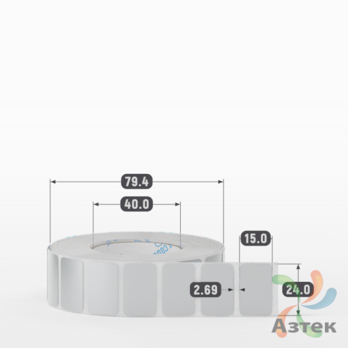 Этикетка самоклеящаяся 24х15 (рядов 1 по 2 000 шт) PET Matt Silver в рулоне, втулка 40 мм (к) IQ code