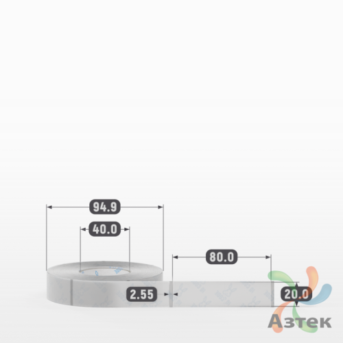 Этикетка самоклеящаяся с печатью 20х80 (рядов 1 по 500 шт) Прозрачный полипропилен в рулоне, втулка 40 мм (к) IQ code + Черная метка