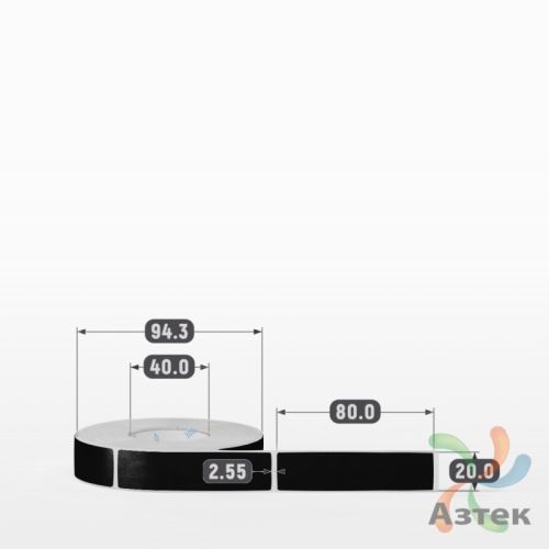 Этикетка 20х80 цветная Полипропилен (рядов 1 по 500 шт), втулка 40 мм (к) цвет - Черный   