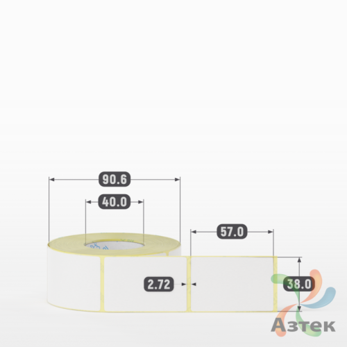 Термоэтикетка ЭКО 38х57 (рядов 1 по 600 шт)  в рулоне, втулка 40 мм (к) IQ code
