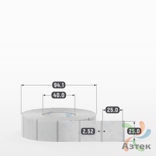 Этикетка самоклеящаяся с печатью 25х25 (рядов 1 по 1 500 шт) Прозрачный полипропилен в рулоне, втулка 40 мм (к) IQ code + Черная метка