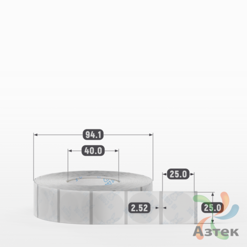 Этикетка самоклеящаяся с печатью + Черная метка/ КРУГ 25 мм (рядов 1 по 1 500 шт) Прозрачный полипропилен в рулоне, втулка 40 мм (к) IQ code