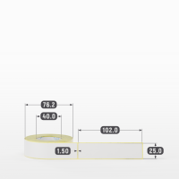 Этикетка самоклеящаяся 25х102 (рядов 1 по 300 шт) PVC WHITE (Eggshell fragile) белая в рулоне, втулка 40 мм (к) IQ code