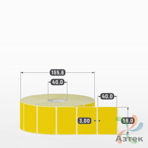 Термоэтикетка 58х40 Termo ECO цветная (рядов 1 по 3000 шт), втулка 40 мм (к) цвет - Pantone Yellow U, 
