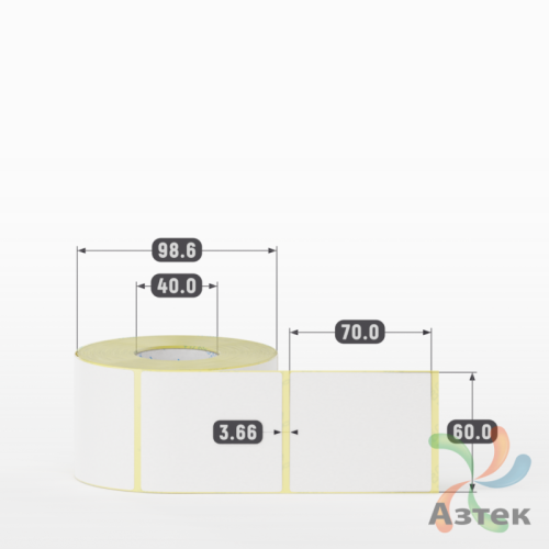Термоэтикетка ТОП 60х70 (рядов 1 по 600 шт)  в рулоне, втулка 40 мм (к) IQ code