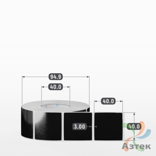 Этикетка 40х40 цветная Полипропилен (рядов 1 по 1000 шт), втулка 40 мм (к) цвет - Черный   