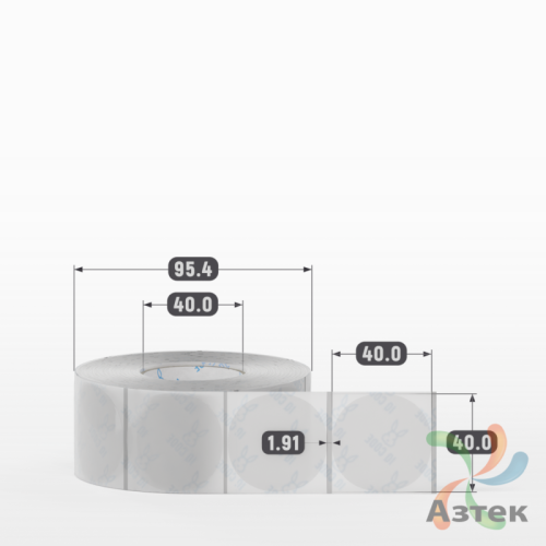 Этикетка самоклеящаяся с печатью + Черная метка/ КРУГ 40 мм (рядов 1 по 1 000 шт) Прозрачный полипропилен в рулоне, втулка 40 мм (к) IQ code