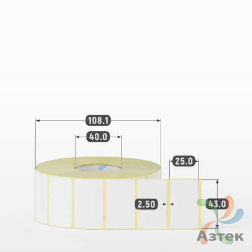 Термоэтикетка ТОП 43х25 (рядов 1 по 2 000 шт)  в рулоне, втулка 40 мм (к) IQ code