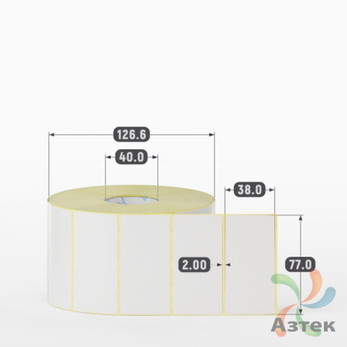 Термотрансферная этикетка 77х38 (рядов 1 по 2 000 шт) Полуглянец в рулоне, втулка 40 мм (к) IQ code