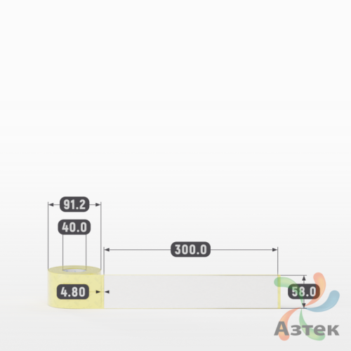 Термоэтикетка ЭКО 58х300 (рядов 1 по 120 шт)  в рулоне, втулка 40 мм (к) IQ code