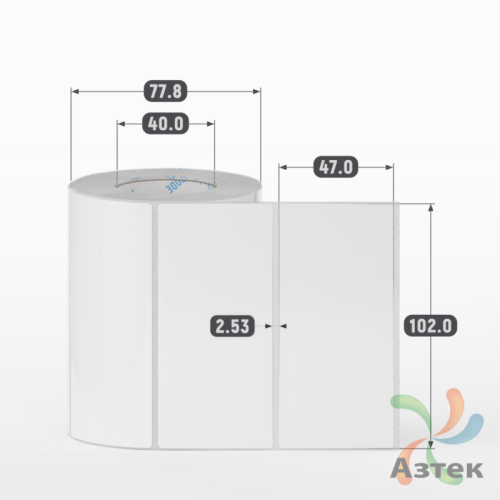 Этикетка самоклеящаяся 102х47 (рядов 1 по 500 шт) Полипропилен белый в рулоне, втулка 40 мм (к) IQ code 	