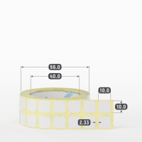 Этикетка самоклеящаяся 10х10 (рядов 2 по 1 000 шт) PVC WHITE (Eggshell fragile) в рулоне, втулка 40 мм (к) IQ code