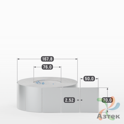 Этикетка самоклеящаяся 70х50 (рядов 1 по 3 000 шт) PET Matt Silver в рулоне, втулка 76 мм (к) IQ code