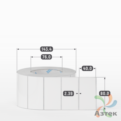 Этикетка самоклеящаяся 80х40 (рядов 1 по 2 000 шт) Полипропилен белый в рулоне, втулка 76 мм (к) IQ code 	