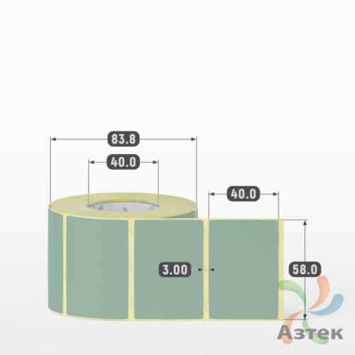 Термоэтикетка 58х40 Termo ECO цветная (рядов 1 по 700 шт), втулка 40 мм (к) цвет - Pantone 557 U, 
