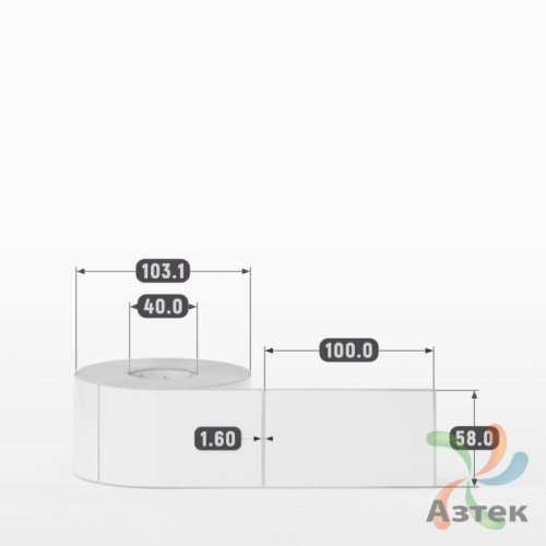 Этикетка самоклеящаяся 58х100 (рядов 1 по 500 шт) Полипропилен белый в рулоне, втулка 40 мм (к) IQ code 	