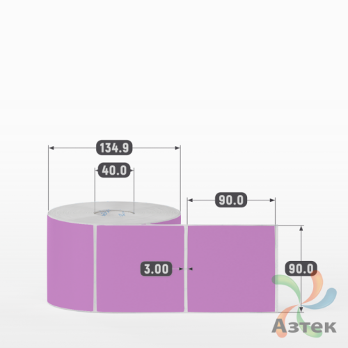 Этикетка 90х90 цветная (рядов 1 по 1000 шт) полуглянцевая, втулка 40 мм (к) цвет -  Pantone 2066 U 